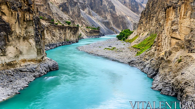 Scenic Canyon with Turquoise River AI Image