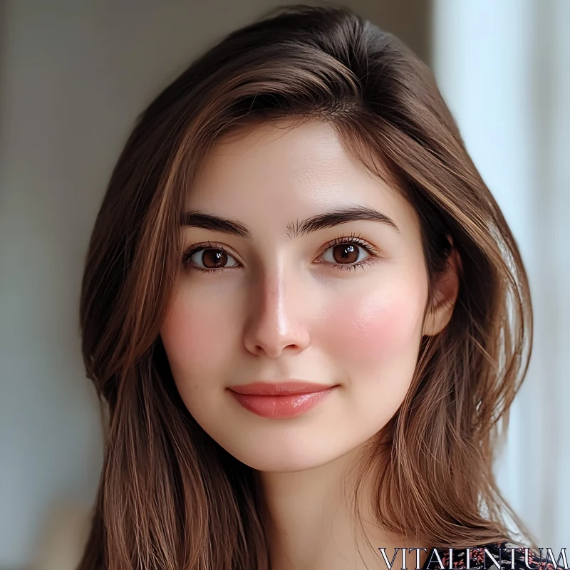 Serene Portrait of a Beautiful Woman AI Image