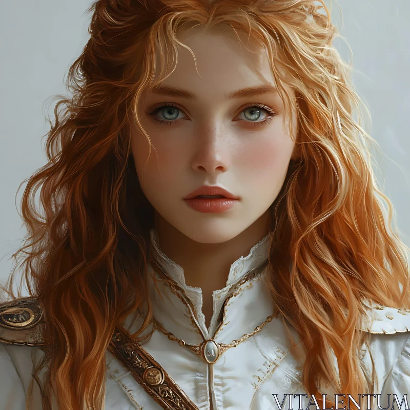 Medieval Redhead Woman Portrait AI Image