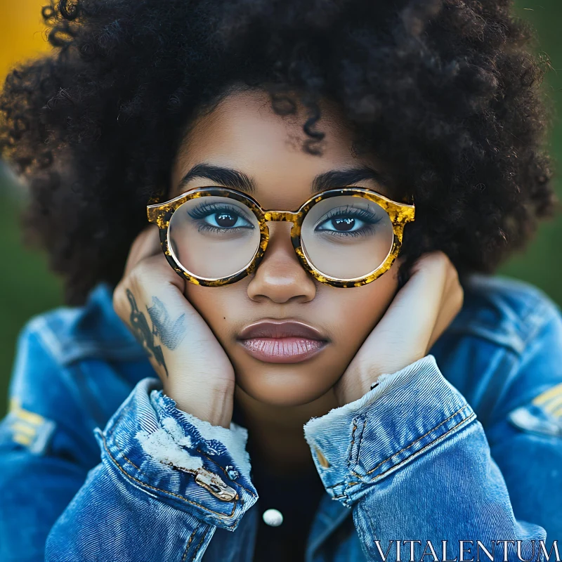 AI ART Woman Looking Intently Through Tortoiseshell Glasses