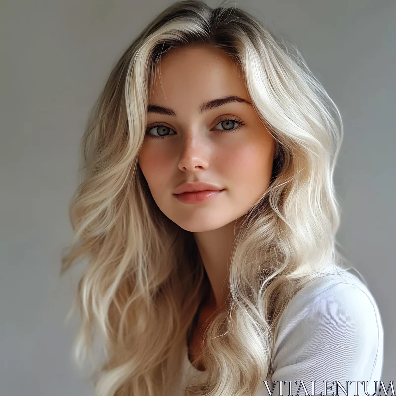 Elegant Woman with Blonde Hair AI Image