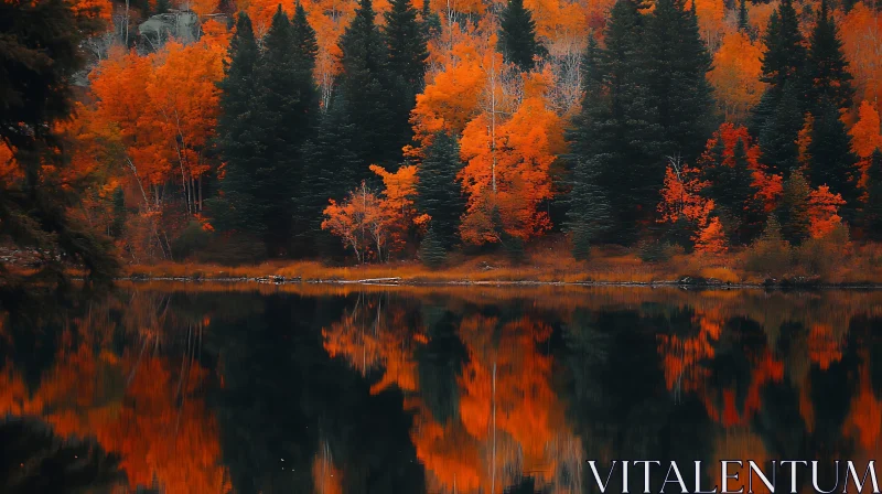 Tranquil Autumn Forest by the Lake AI Image