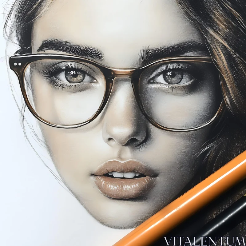 Hyper-Realistic Portrait of a Woman with Glasses AI Image