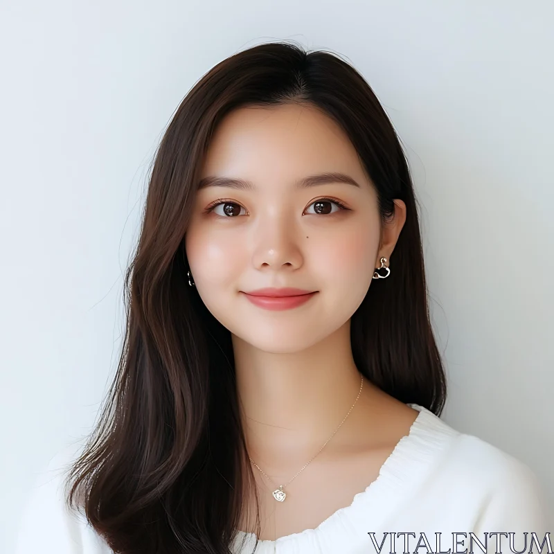 Elegant Woman Portrait with Heart-Shaped Earrings and Necklace AI Image