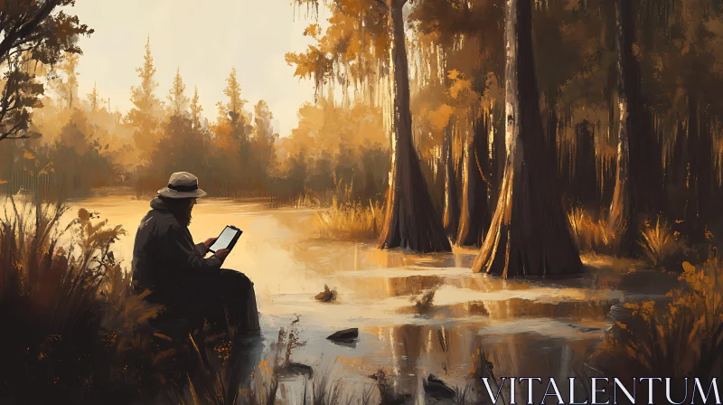 Serenity in Nature - The Swamp Reader AI Image