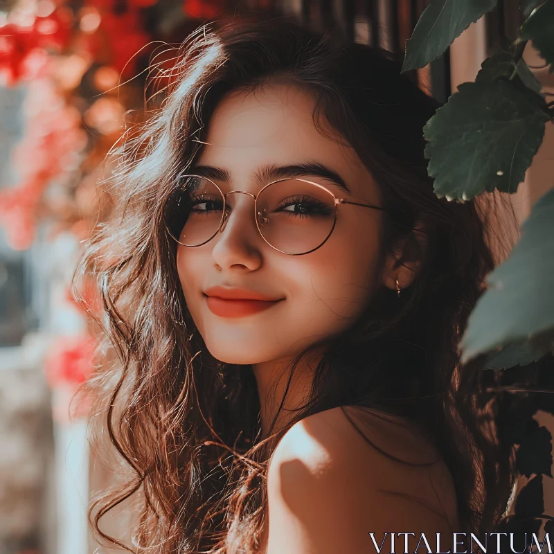 Smiling Woman with Glasses in Natural Surrounding Smiling Woman with Glasses in Natural Surrounding