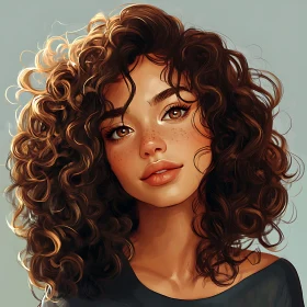 Curly-Haired Woman with Expressive Eyes