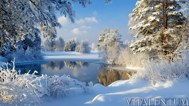 Winter Wonderland: Snowy Lake and Trees Winter Wonderland: Snowy Lake and Trees