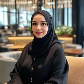 Smiling Woman in Black Hijab