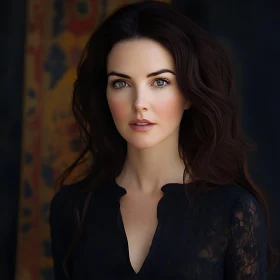 Serene Portrait of a Woman with Light Green Eyes