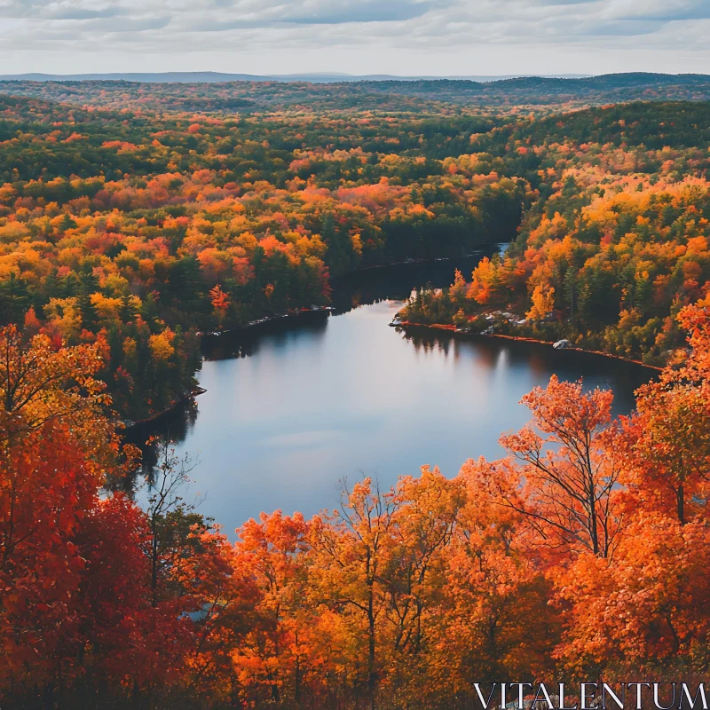Scenic Autumn Forest with a Tranquil Lake Scenic Autumn Forest with a Tranquil Lake