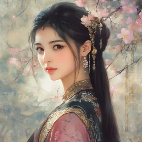 Elegant Woman with Blossoms