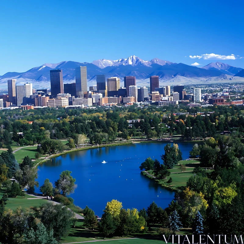 Urban Landscape with Snow-Capped Mountains Urban Landscape with Snow-Capped Mountains