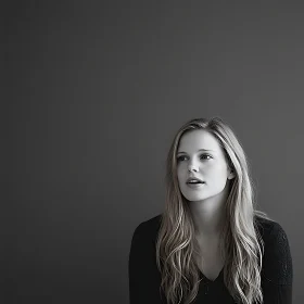 Serene Blonde Woman Monochrome Portrait