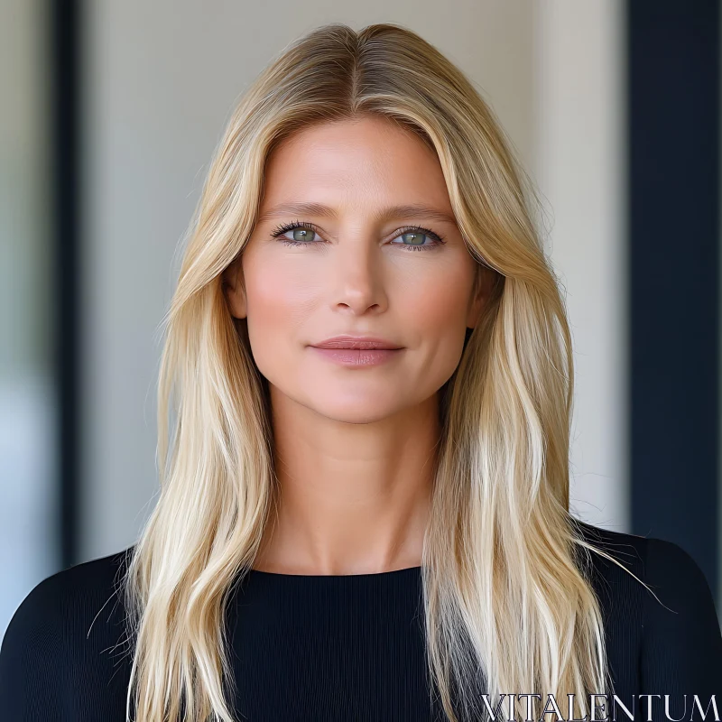 Blonde Woman Portrait in Natural Light AI Image