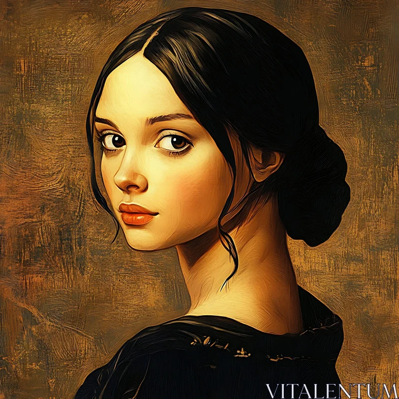 Antique Painting of a Young Woman AI Image