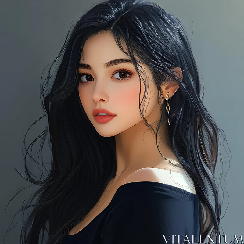 Stylish Portrait of a Beautiful Woman AI Image