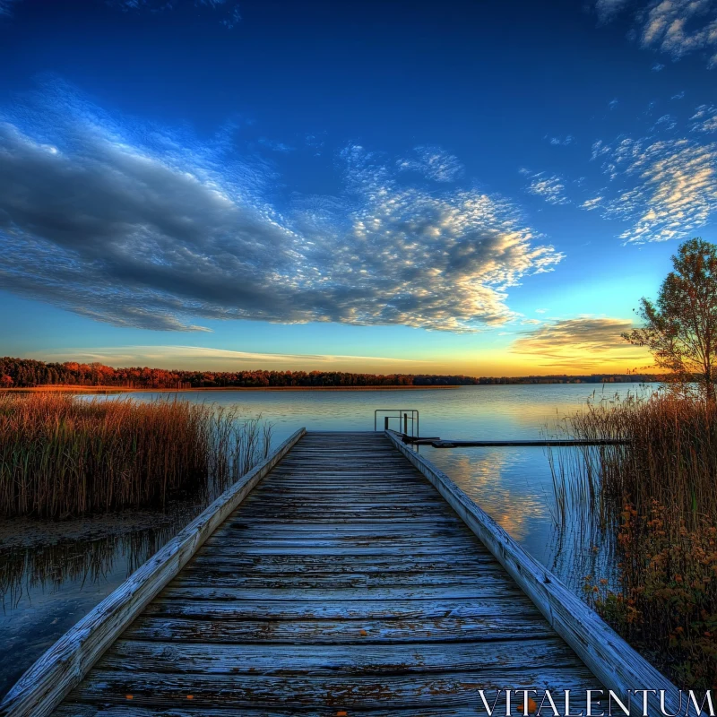 Serene Sunset at the Lake AI Image