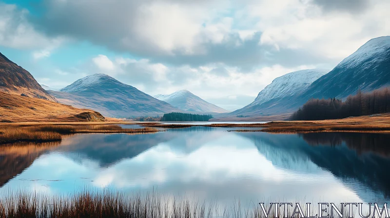 Peaceful Mountain Lake Reflection AI Image