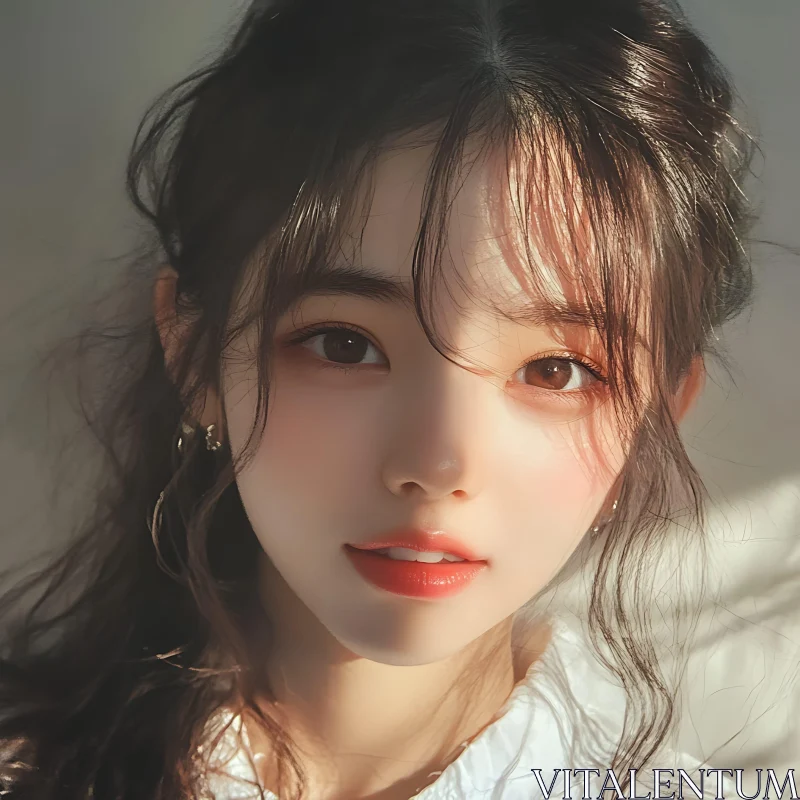 AI ART Young Woman's Portrait with Soft Light