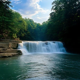 Serene Forest Waterfall