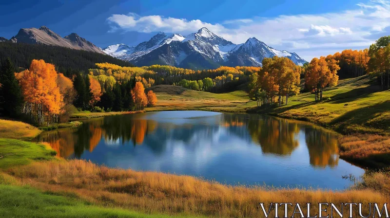 AI ART Tranquil Mountain Landscape in Autumn