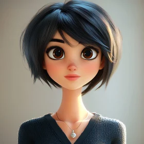 3D Anime Portrait with Detailed Features