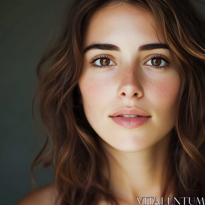 Beautiful Freckled Woman Portrait AI Image