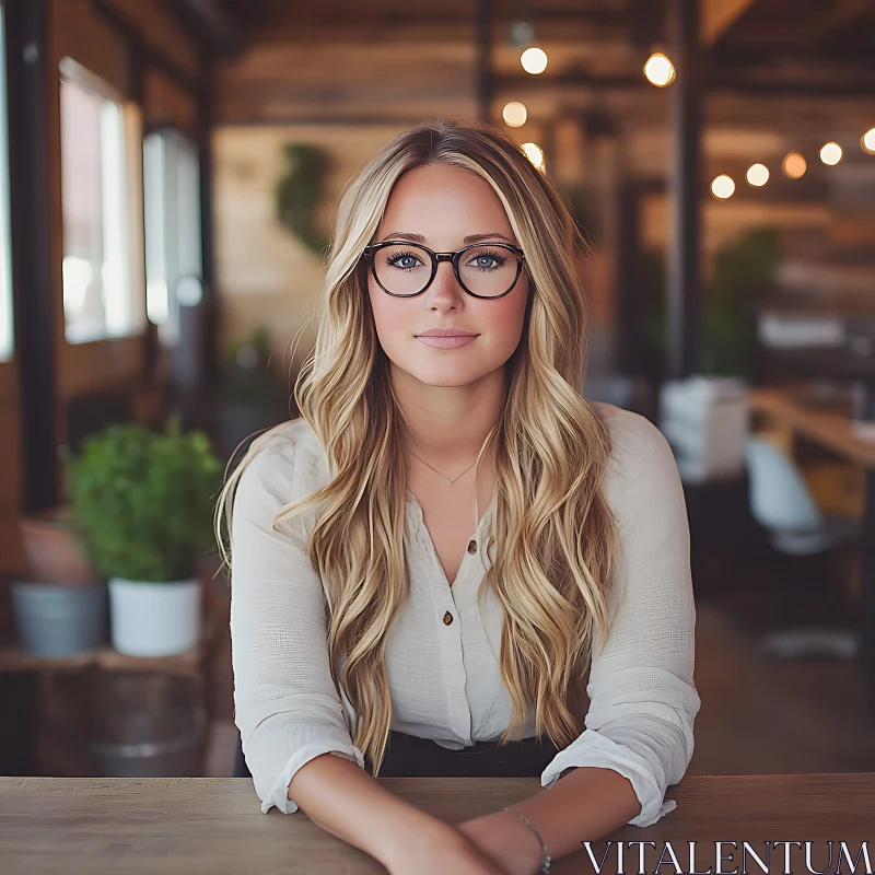 Blonde Woman in Office AI Image