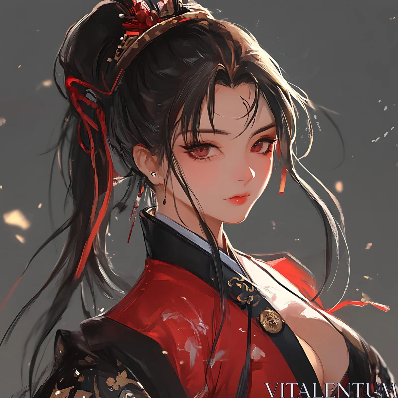 AI ART Traditional Anime Woman Portrait