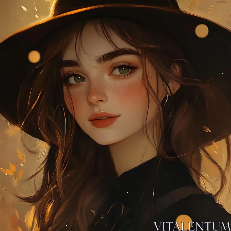 AI ART Artistic Freckled Woman in Hat