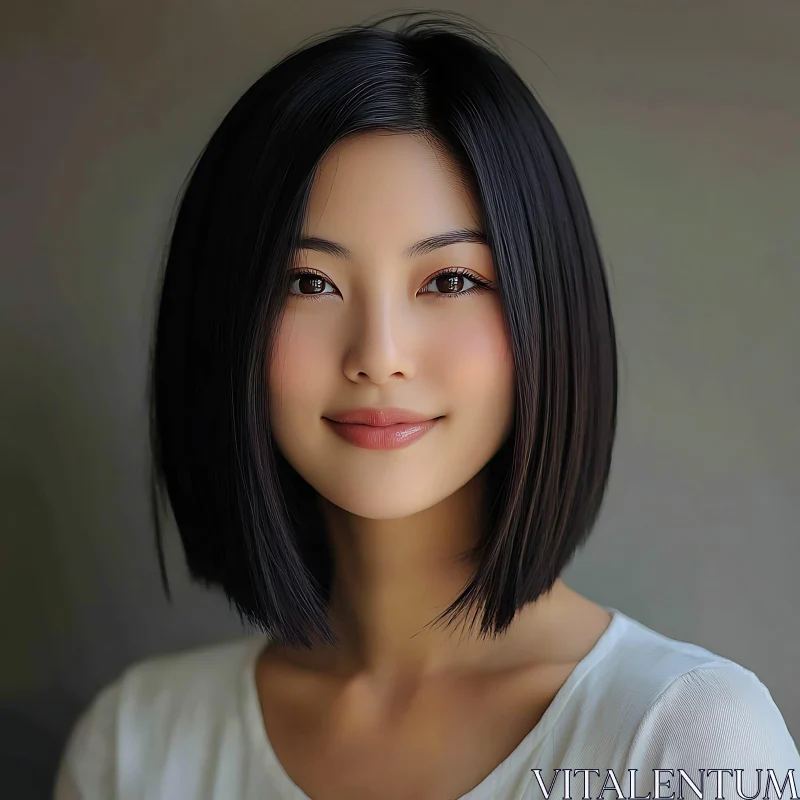 Elegant Woman's Bob Cut Portrait AI Image