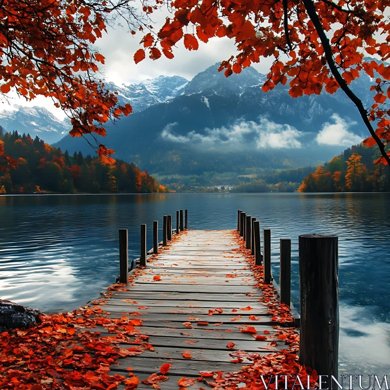 Tranquil Autumn Lake Scene AI Image