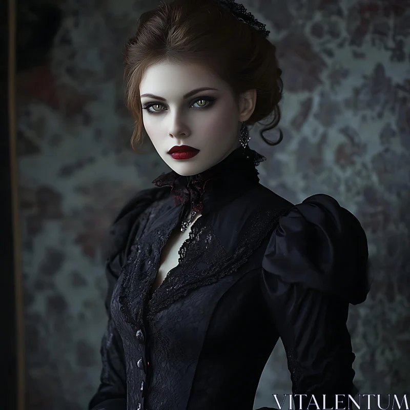 Gothic Victorian Fashion Portraiture AI Image