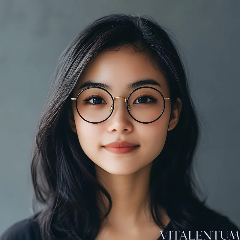 Calm and Intellectual Woman Portrait AI Image