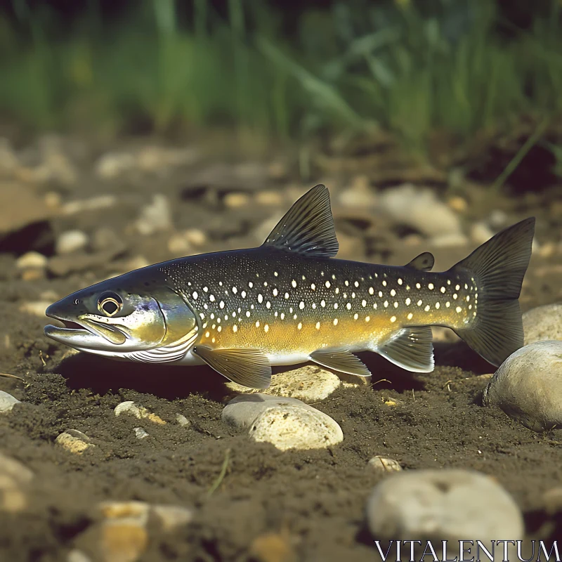 Spotty Fish on Stream Bed AI Image