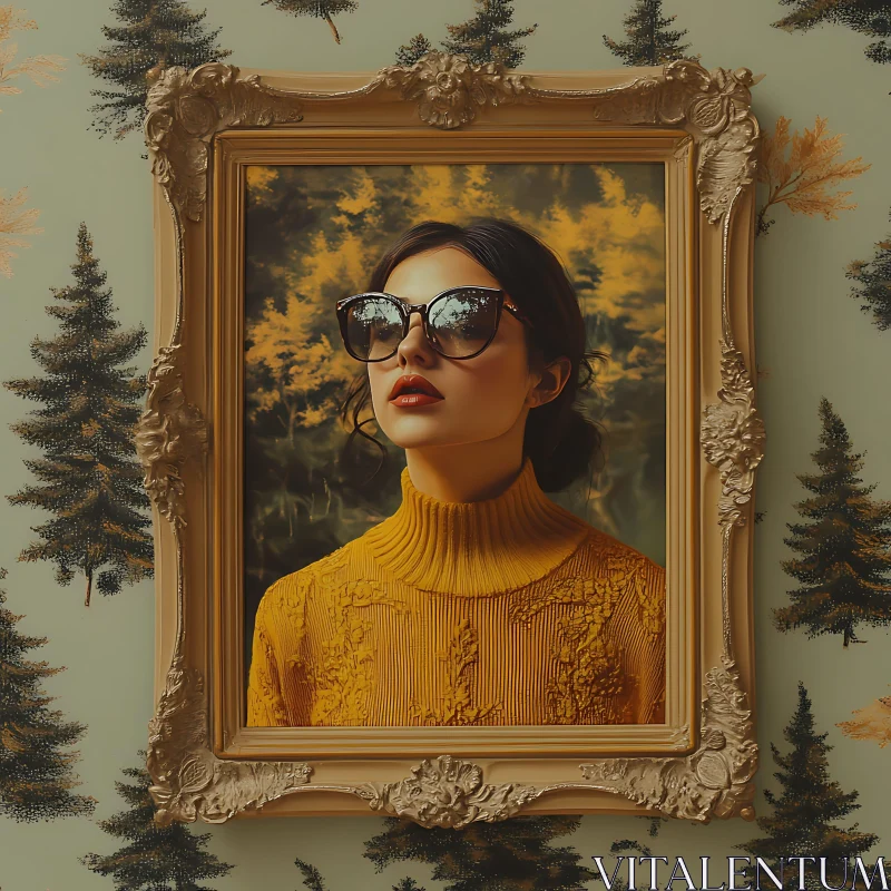 Stylish Woman's Portrait with Vintage Aesthetics AI Image