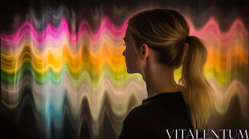 AI ART Colorful Waves and Female Silhouette