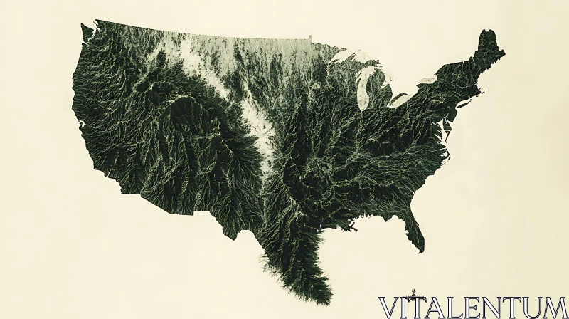 USA Topographic Map AI Image