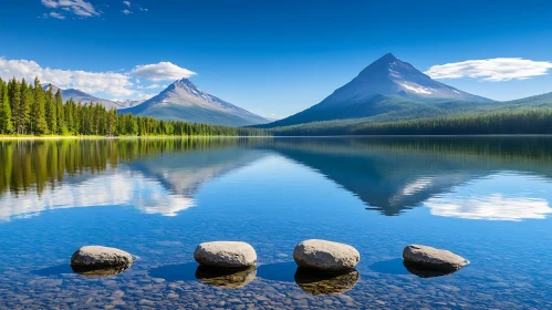 Serene Lake with Majestic Mountain Reflection