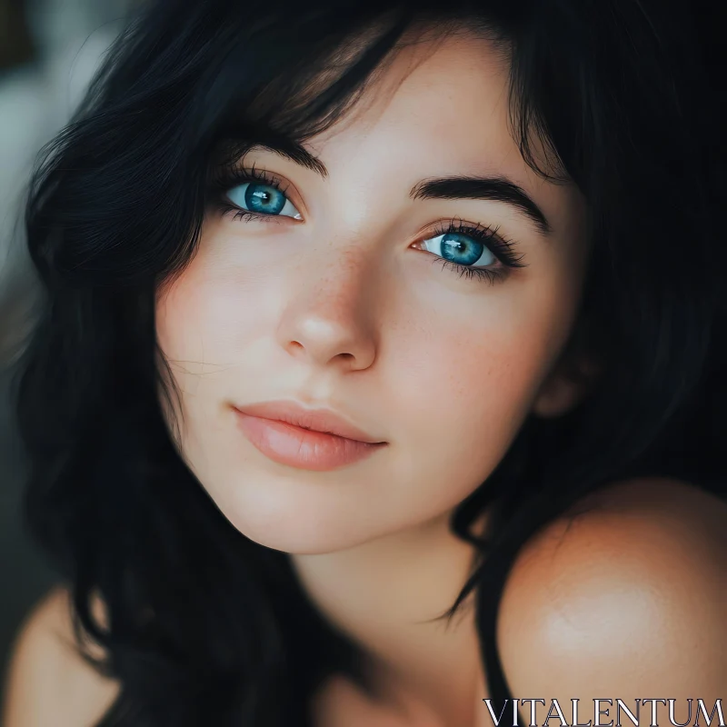 Striking Blue-Eyed Woman Portrait AI Image