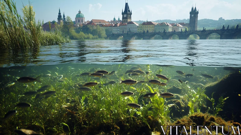 Underwater Life Meets Historic Cityscape AI Image