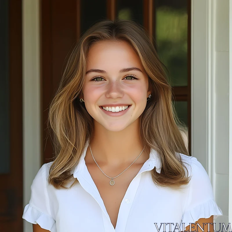 AI ART Joyful Outdoor Portrait of a Young Woman