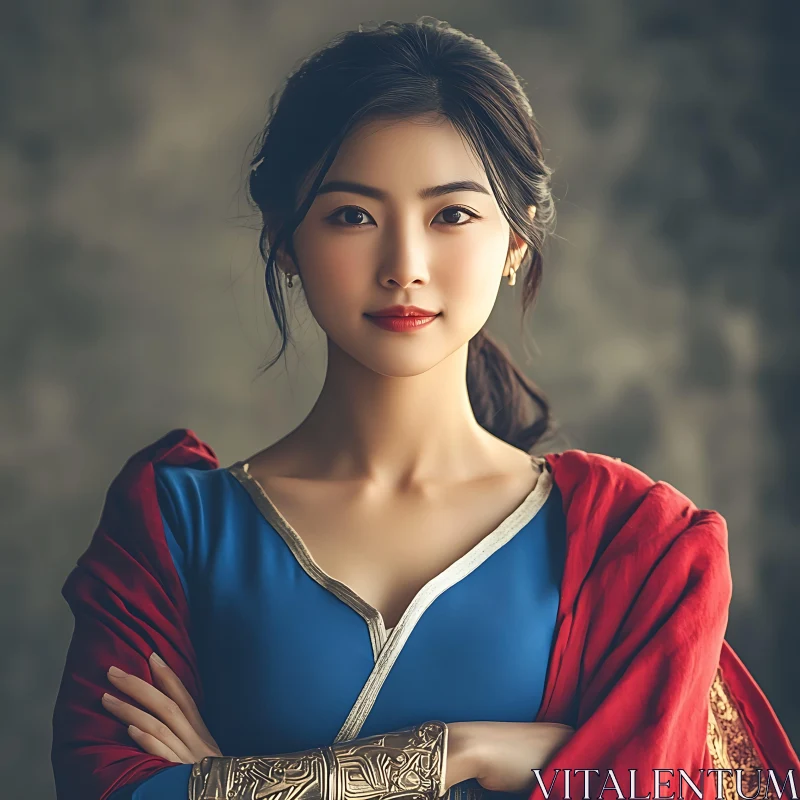 Serene Woman in Historical Dress AI Image