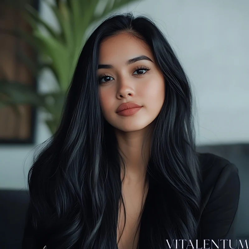 AI ART Captivating Portrait of a Woman with Black Hair