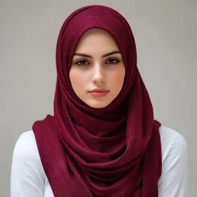 Graceful Woman in Maroon Hijab