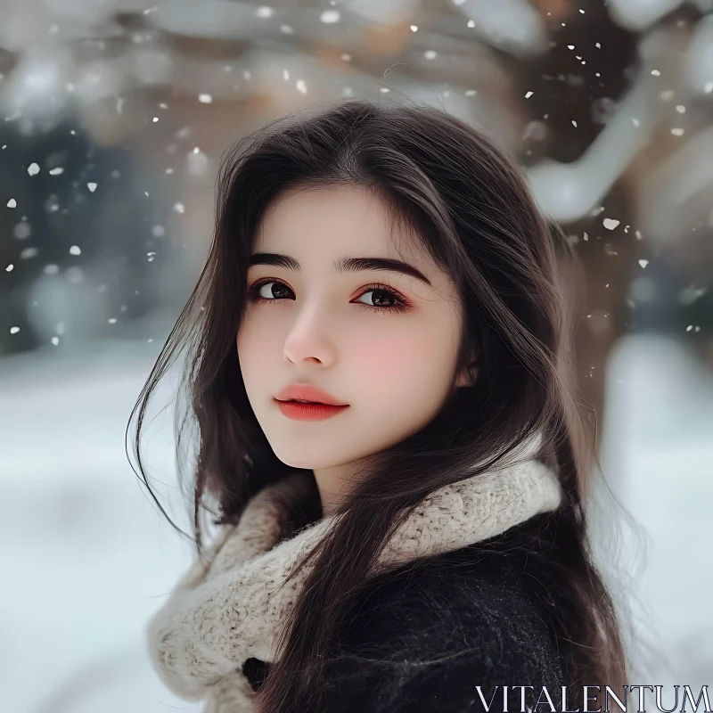 Woman in Winter Wonderland AI Image