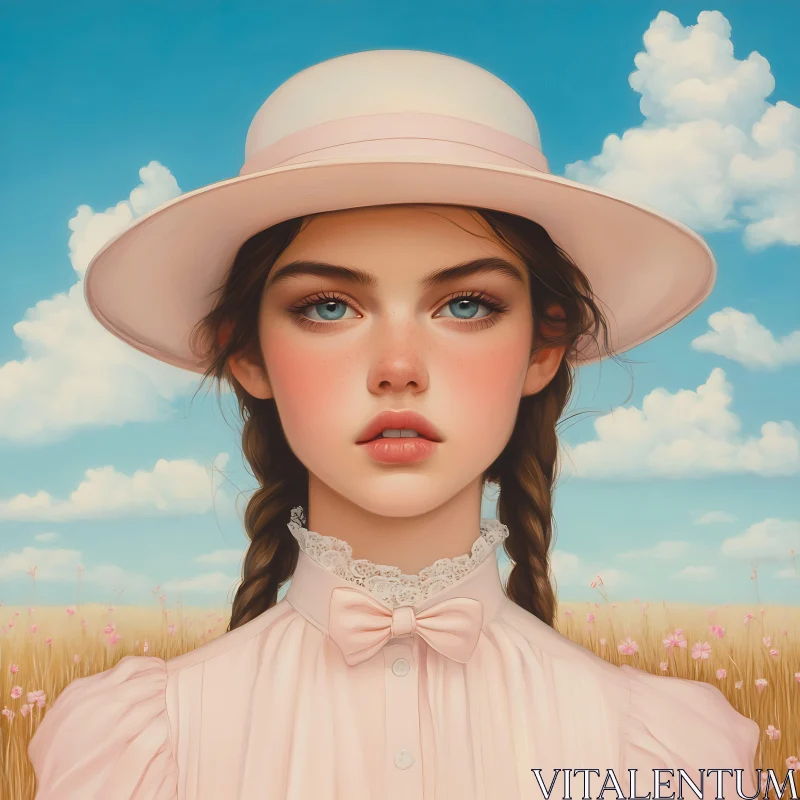 Young Woman in Countryside AI Image