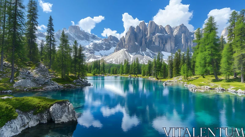 AI ART Tranquil Alpine Lake Scene