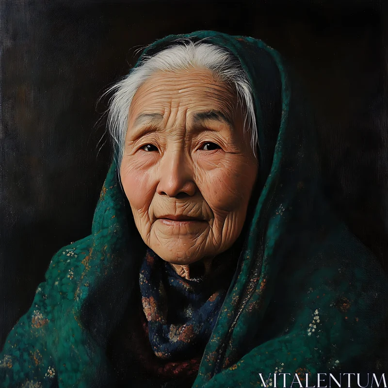 Wisdom Through Age - Elderly Woman Portrait AI Image